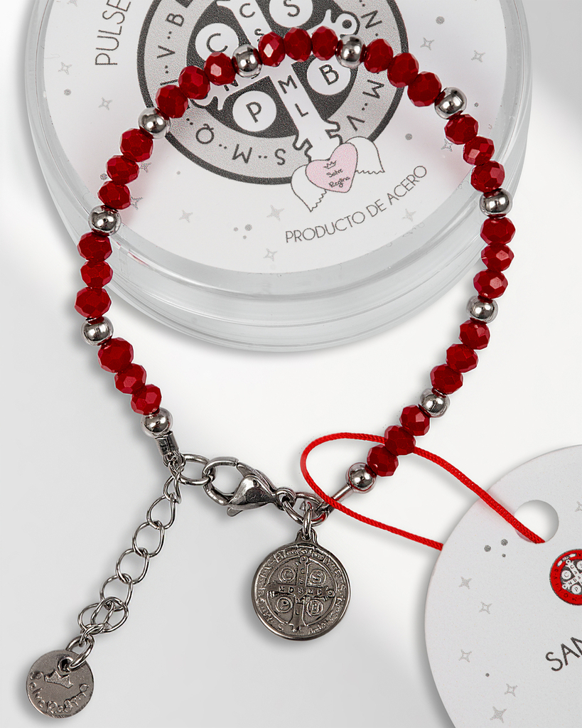 Pulsera Acero San Benito Abad -Rojo- - Imagen 2