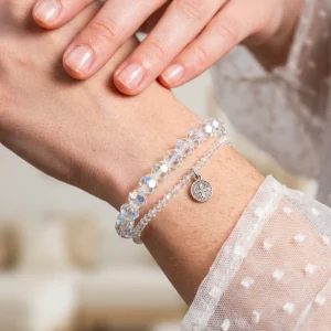 Set de Pulseras Cristales San Benito (Tiza Clear))