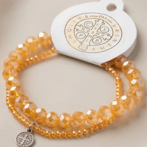 Set de Pulseras Cristales San Benito (Caramelo)